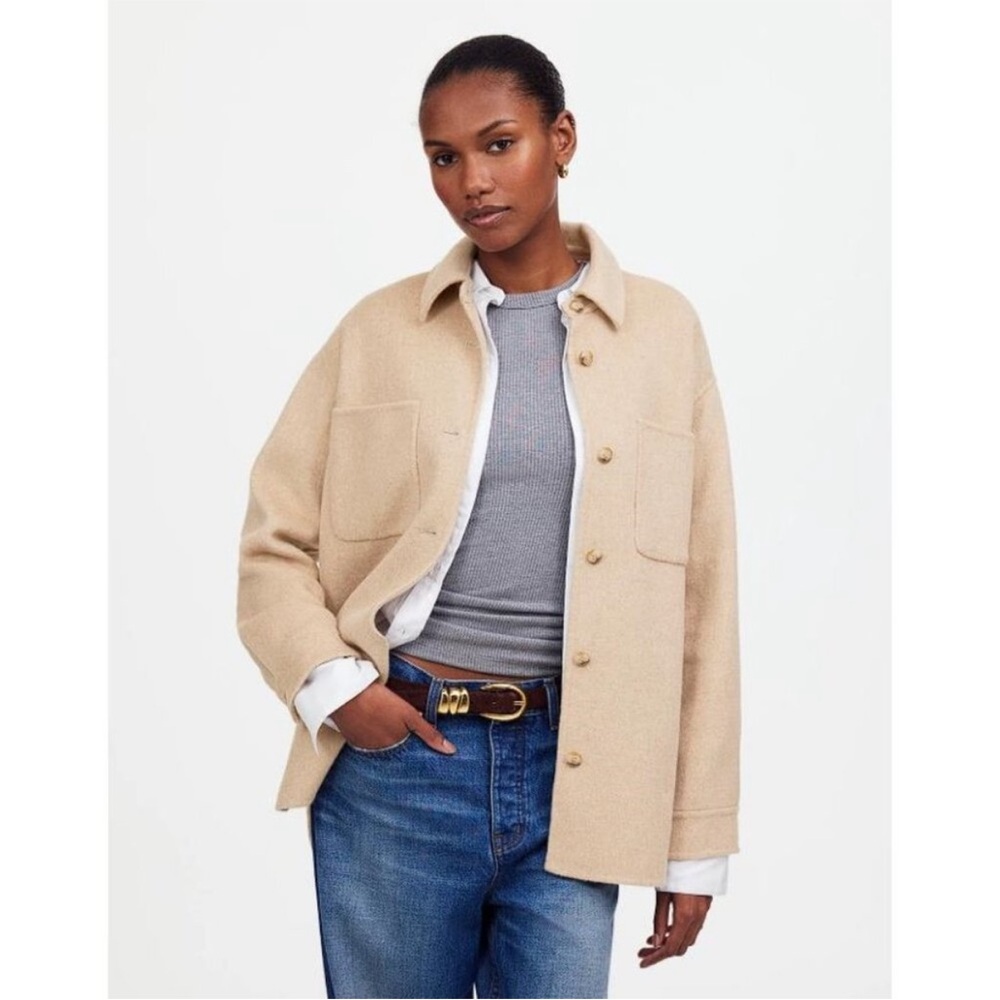 Madewell Pierre Women's Tan Wool Shirt Jacket Size Small
